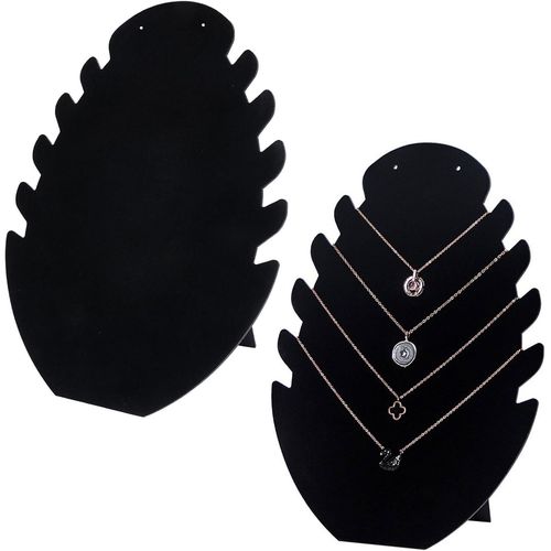 Kyaoayo-Lot De 2 Presentoir Collier Avec 5 Encoches Porte Présentoir Bijoux Diy Crafts Support De Présentation De Bijoux De Bureau Présentoir Collier Support Velours Porte Bijoux Pour Collier, Penden