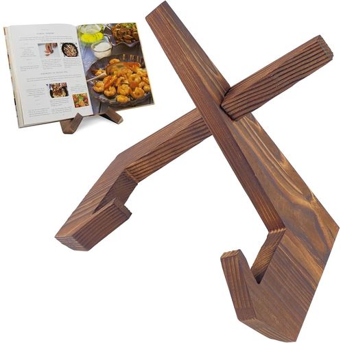 Kyaoayo-Support De Livre, Support Livre En Bois, Porte Livre De Cuisine, Support Livre De Cuisine, Amovible Presentoir Livre, Pour Afficher Des Recettes, Livres, Disques, Cadres Photo