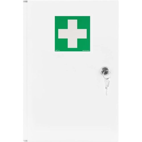 Kyaoayo-Armoire À Pharmacie Murale 39x24x11cm Serrure + 2 Clés, 3 Compartiments, 1 Autocollant Fluorescent Iso-Din Pharmacie Rangement Mural, Boite Pharmacie, Meuble De Premiers Secours