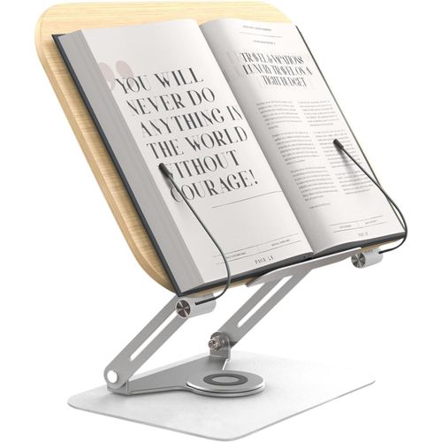 Kyaoayo-Support Livre Ouvert, Bois Réglable 360° Pupitre De Lecture, Pliable Porte Livre De Cuisine, Repose Livre
