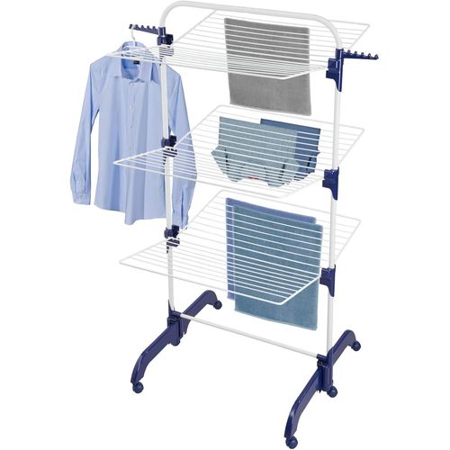 KYAOAYO-Tower Dryer Comfort 420 Séchoir À Linge 42 M Espace De Séchage 42 M Structure En Acier Robuste Avec Pinces À Chaussettes Et Cintres, Ouvert 167 X 66 X 87 Cm Hauteur Fermé 95 X 66 X 6 Cm