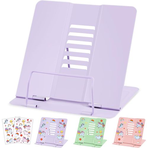 Kyaoayo-Support De Lecture, Porte-Livre Chevalet En Métal, Portable Réglable Support Livre En Métal, Pour Livres Recette Manuel Portable Porte-Copie Chevalet Pupitre Stand, Violet