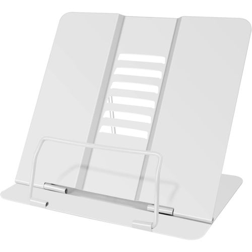 Kyaoayo-Support De Lecture Métal, Portable Réglable Support Livre En Métal, 6 Hauteurs Réglables Porte-Livre Pour Livre De Cuisine, Pour Livres Tablette Recette Manuel Cuisine Bureau, Blanc