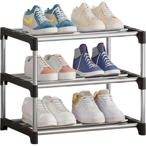 Kyaoayo-Petite Étagère À Chaussures Empilable À 3 Niveaux, Rangement De Chaussures, Étagère À Chaussures Légère, Étagère À Chaussures Étroite Robuste Pour Placard, Entrée, Couloir