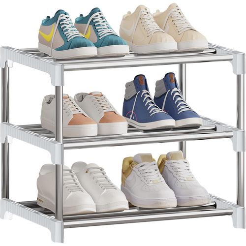 Kyaoayo-Petite Étagère À Chaussures Empilable À 3 Niveaux, Rangement De Chaussures, Étagère De Rangement Légère Pour Chaussures, Étagère À Chaussures Étroite Robuste Pour Placard, Entrée, Couloir