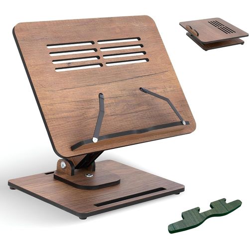 KYAOAYO-Vigo Support En Bois Pour Livre De Cuisine ¿ Support Pour Ordinateur Portable Et Livre De Recettes ¿ Réglable Et Pliable ¿ Accessoire De Cuisine Et De Bureau Pour Une Lecture Et Un Travail