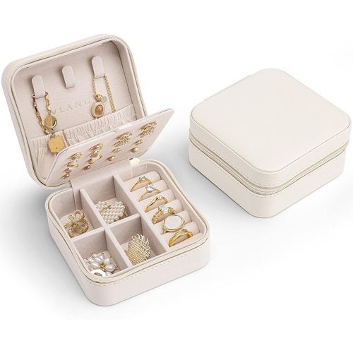 Kyaoayo-Petite Boîte À Bijoux Pour Filles, Boîte À Bijoux Pour Femme, Boîte À Bijoux De Voyage, Organisateur De Bijoux, En Cuir, Pour Boucles D'oreilles, Colliers, Bagues, Cadeau De Mariage