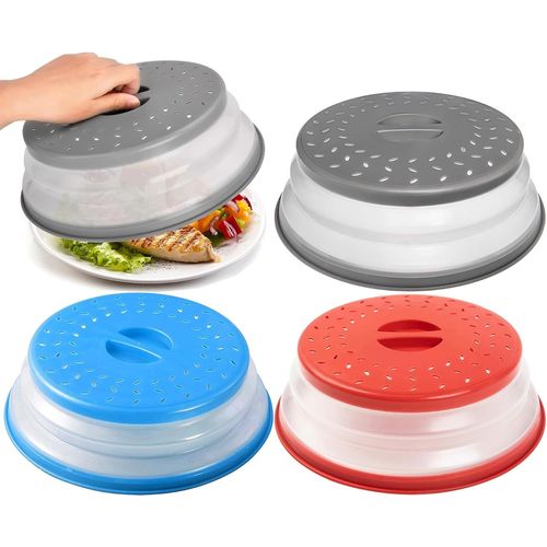 KYAOAYO-3 Pièces Cloche Micro Onde, Couvercle Pliable Pour Micro-Ondes Couvercle Chauffant Des Aliments Couvercle Chauffant Des Aliments Avec Trou De Vapeur Panier Filtre À Fruits, 3 Couleurs