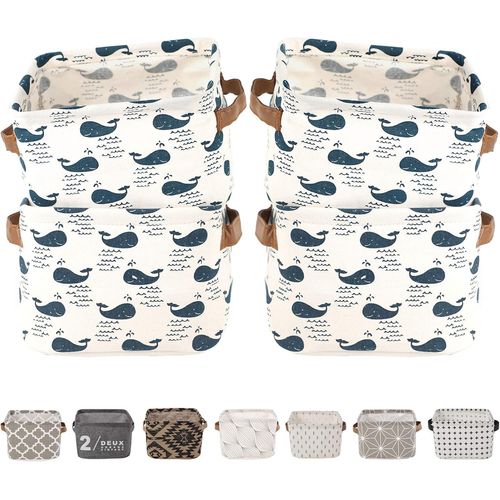 Kyaoayo-Set De 4 Mini Paniers De Rangement, Boîte De Rangement Pratique Tiroir En Tissu Lin Panier Stockage De Bureau Pliable Organisateur Pour Étagères Et Bureau, Jouets, Llivres Ou Maquillage