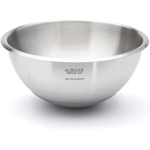 Kyaoayo-- Bassine Demi-Sphérique ""Cul-De-Poule"" En Inox Avec Fond En Silicone - Diamètre 24 Cm -, Argent