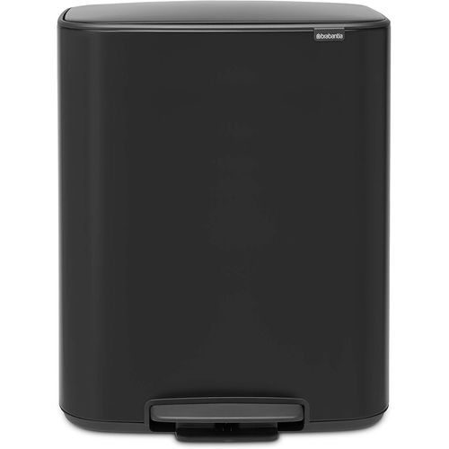KYAOAYO-Poubelle À Pédale De Recyclage, Acier, Noir Mat, Grande (2 X 30 L)