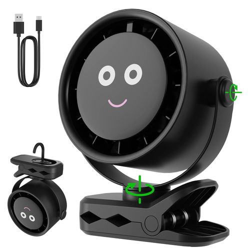 Reve Nouveau Ventilateur Portable - 4000mAh Ventilateur de Table Silencieux avec Clip,,USB Rechargeable,5 Vitesses,Rotation 360°,Affichage LED,Petit Fan à Pince pour Maison Bureau Poussette Camping