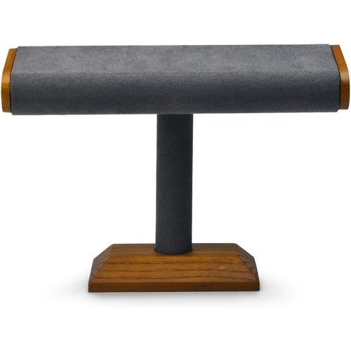 Kyaoayo-Présentoir À Bijoux En Bois Massif Porte Bijoux En Forme De T Montre Bracelet Collier(Gris Foncé)