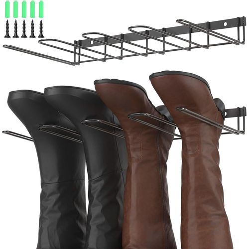 Kyaoayo-2 Étagère À Chaussures Autoportante En Métal Noir, Porte-Bottes Mural En Métal Robuste Pour Bottes Hautes, Intérieur Et Extérieur, Support De Bottes De Cowboy Pour Vestiaire, Entrée, Garage
