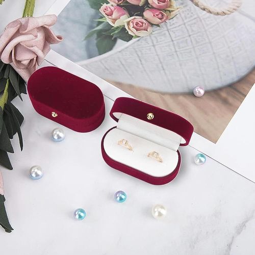 Kyaoayo-Écrin À Bague En Velours,Coffret D'anneau Élégant,Earrings Jewelry Rangement Boîte,À Double Fente Boîte À Bagues,Pour Mariage, Fiançailles Et Saint-Valentin