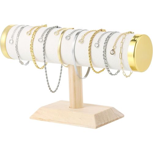 Kyaoayo-Bracelets Présentoir En T, Porte Bracelet En Beige Velours Pour Bijoux Montre Élastique Cheveux, Support Bracelet 23 X 13.5 X 5 Cm