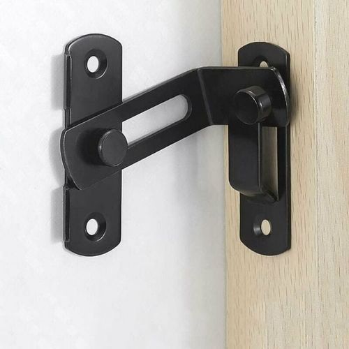 1pcs Grandes boucles de verrouillage de porte ¿¿ angle droit de 90 degr¿¿s boulons de verrouillage incurv¿¿s boulons ¿¿ levier de verrouillage coulissant pour portes et fen¿ºtres - Noir