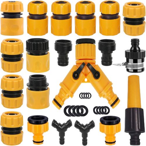 Lot de 20 Connecteur de Raccord Tuyau D'arrosage,Adaptateur Robinet Tuyau Arrosage,S¿¿parateur de Tuyau en Y, Connecteur de Robinet Universel, etc.