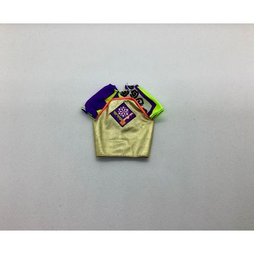 Haut tee shirt top manches courtes Ken Barbie Mattel vintage 1991 doré or imprimé bariolé fluo 7512 ski fun 