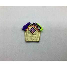 Haut tee shirt top manches courtes Ken Barbie Mattel vintage 1991 doré or imprimé bariolé fluo 7512 ski fun 