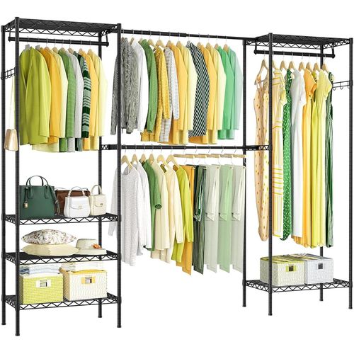 Kyaoayo-Portant À Vêtements Avec Étagères À Chaussures, Porte-Manteau En Métal Avec Structure Solide, Charge De 360 Kg, Taille De 181h *35.5l*(178.5-228) L Cm¿Noir