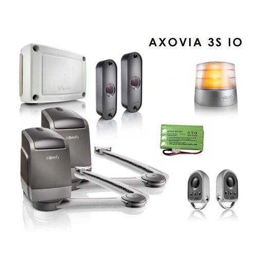 Kit Motorisation à bras Automatisme de Portail battant AXOVIA 3S IO Pack Confort - 2m 200Kg Max par vantail, Ouverture en 10 s à 90°