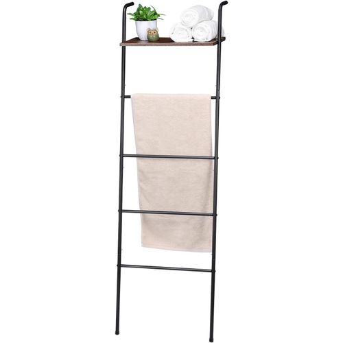 KYAOAYO-Porte Serviettes Échelle 5 Niveaux, Porte Serviette Sur Pied En Métal, Échelle Porte Serviette Pour Serviettes De Bain, Vêtements, Decoration Salle De Bain