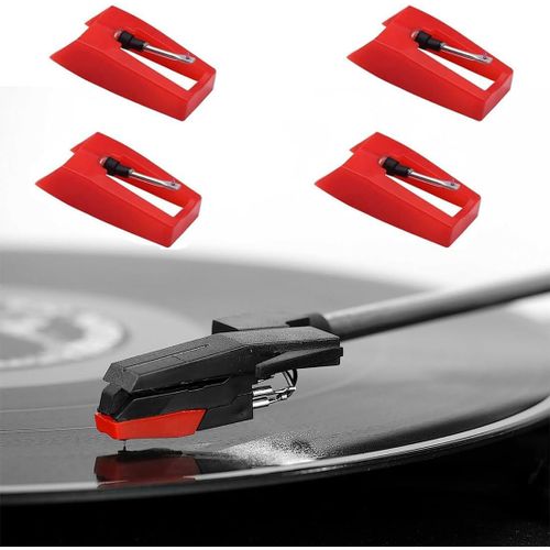 KYAOAYO-4 Pack Pointe De Lecture Aiguille Tourne Disque Universel Platine, Aiguille Diamant De Remplacement, Vinyle Aiguilles Pour Platine Diamant Pour Tourne Disque Vinyle, Aiguilles Tourne Disque