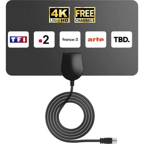 KYAOAYO-Antenne Tv Intérieure Hd Pour Tnt ¿ Installation Facile, Réception Numérique Ultra-Stable Pour Chaînes Locales & Nationales, Compatible Smart Tv & Télév urs Hd, Design Compact Et Technologie