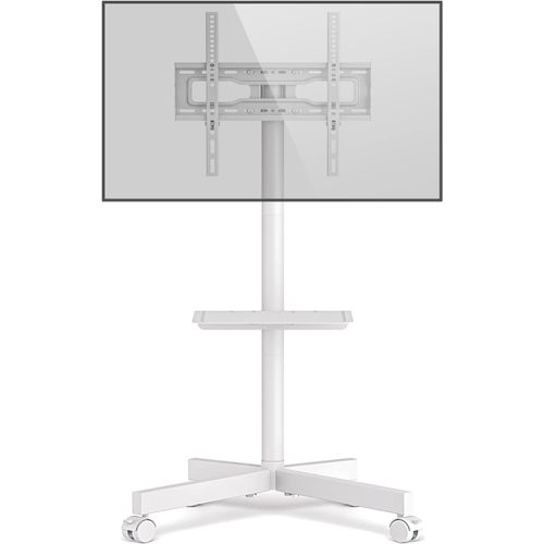 KYAOAYO-Blanc Pied Tv, Support Tv Mobile Sur Roulettes Pour Télévision Plasma/Lcd/Led/Oled De 27-60 Pouces, Chariot Tv Réglable En Hauteur, Vesa 400X400 Mm Charge De 40Kg