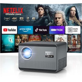 KYAOAYO-Netflix Certifié 1200 Ansi Smart Vidéoprojecteur 4K Supporté Avec Various Official Tv Apps, Auto Focus/Correction Trapézoïdale Full Hd 1080P Wifi6 Bluetooth Pour Home Cinema/Outdoor Handy Pro