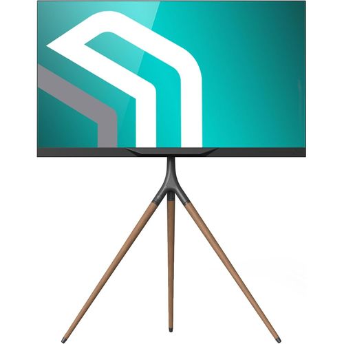 KYAOAYO-Trépied Tv Bois Intérieur Pour 32-65 Pouces Tv, Support Tv Sur Pied Poids De 35 Kg - Pied Tv Universel Hauteur Réglable Vesa 100X100 - Vesa 400X400/Support Tv Pivotant 360° Ts1220-B Noir