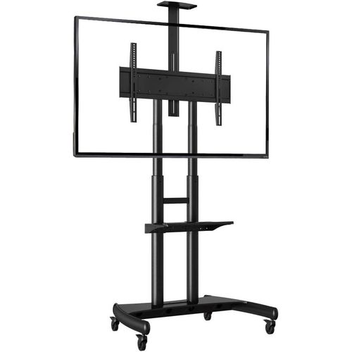 KYAOAYO-Pied Pivotant Et Réglable En Hauteur De 55 À 80 Pouces Chariot Tv Meuble Télé Support Avec Roulette Vesa De 800 X 500 Mm Capacité De 90,9 Kg, Noir