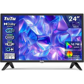 KYAOAYO-Tv 24 Pouces (60 Cm) Led Hd Télév ur Avec Triple Tuner (Dvb-T/T2-C-S/S2), Hdmi, Vga, Lecteur Multimédia Usb, Ci+, Modèle Hôtel Pour Chambre Cuisine, 220 Volts