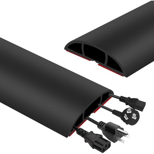 KYAOAYO-Passe Câble Sol DU Léger, 2M 22 * 22 * 5.1Cm Pas Plancher, Goulotte Protection Des Fils Avec 3 Pas s Pour Câbles, Pour Utilisation Dans Les Bureaux Les Usines Les Entrepôts(Noir)