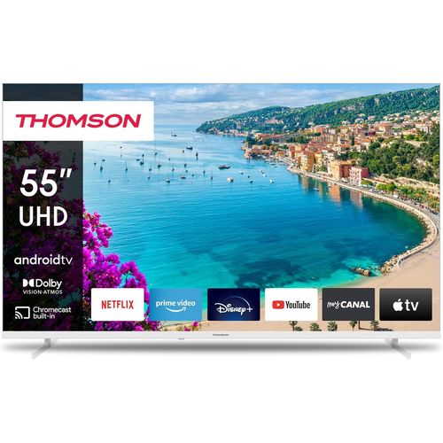 KYAOAYO-55 Pouces (139 Cm) 4K Ultra Hd Blanc Smart Android Tv, Google Assistant, Wi-Fi, Dolby Digital, Bluetooth, Triple-Tuner (Câble/Satellite/Antenne), Hdmi, Ci+, A+ Panneau ¿ 55Ua5S13W