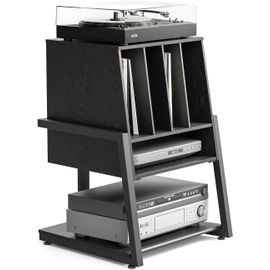 KYAOAYO-Design Meuble Vinyle Bois À 4 Etagères Meuble Hifi Avec