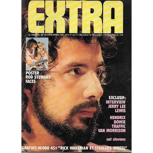 Extra N°42 (Mai 1974) - Cat Stevens - Jerry Lee Lewis - Hendrix - Bowie - Traffic - Van Morrison - King Crimson...