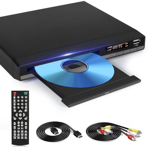 KYAOAYO-Lecteur Dvd Hd Avec Port Hdmi, Lecteurs Dvd Région Gratuits Pour Smart Tv, Câble De Sortie Hdmi/Rca Inclus, Mémoire De Pause, Pal/Ntsc Intégré, Lecteurs Cd Pour La Maison (Non Blu-Ray)