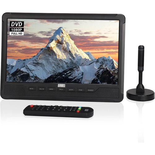 KYAOAYO-Tv Portable 10¿ Avec Lecteur Dvd Intégré Da383 - Enregistrement Tv Tnt Hd Dvb-T2 Avec Batterie Rechargeable, Cd/Dvd/Usb/Carte Sd, Hdmi, Av - Sortie Auxiliaire Pour Caravane, Voyage Et Maison