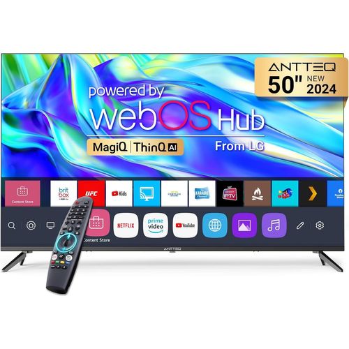 KYAOAYO-Magiq Télév ur Intelligent Webos 4K Uhd 50"" Avec Thinq Ai, Télécommande Voice Magic, Memc, Hdr 10, Apple Tv+, Netflix, Freeview, Youtube, Airplay, Wifi, 2024 Télévisions Noires