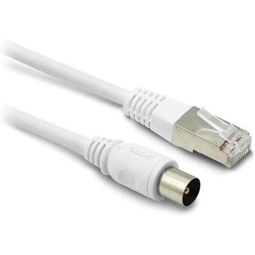 KYAOAYO-Rj45/Tv Coaxial 9,52 Mm Mâle-Mâle 2 M - 395285, Compatible Avec La Télévision, Cat 6A Mâle/Mâle Droit