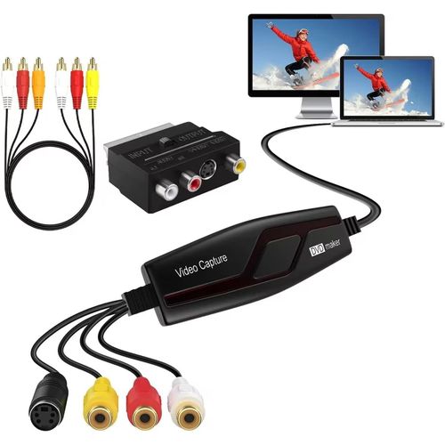 KYAOAYO-Vidéo Capture - Convertisseur Vidéo Pour Rca Vers Usb - Convertisseurs Vhs Vcr Hi8 Mini Dv En Numérique - Pour Pc, Tv, Lecteur De Cassette, Caméscope, Mac Os X Ou Windows