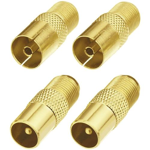KYAOAYO-4 Pcs Coupleur Coaxial D'Antenne Tv De Type F, Pr De Connecteur À Vis De Type F Vers Adaptateur D'Antenne Coaxial Rf (Type F Femelle - Tv Mâle/Femelle)