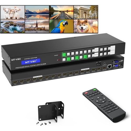 KYAOAYO-Commutateur Matriciel Hdmi 4K 8 X 8 Avec Interface Graphique Web Avec Télécommande Infrarouge, Audio Stéréo De 3,5 Mm, Commutateur Et Répartiteur, 4K @ 30 Hz, Edid, Rs232, Port Lan