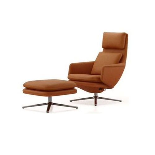 Vitra - Grand Relax Avec Ottoman  - Cognac - Aluminium Poli  - Marron