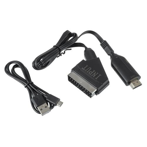 KYAOAYO-Adaptateur Scart Vers Hdmi Avec Câble Hdmi, Scart Vers Hdmi Convertisseur, Convertisseur Vidéo Audio Hd 720P/1080P. Convient Aux Télév urs, Projecteurs, Dvd, Ps4, Décodeurs