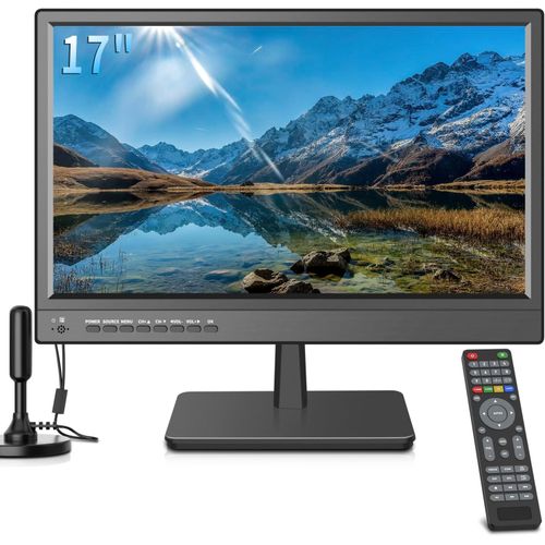 KYAOAYO-Tv 17 Pouces Led Hd,Télévision Small Avec Port Hdmi/Usb Et Tuner Numérique Intégré-12V In Pour Chambre, Cuisine, Camping-Car - Télécommande Incluse (Noir)
