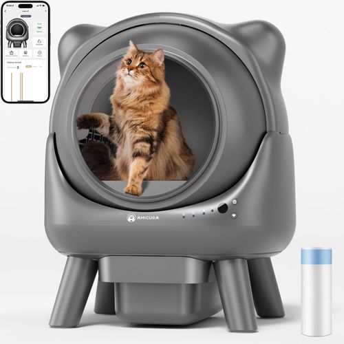 Bac À Litière Automatique Pour Chat-Amicura X1-60l,Contrôle Des Odeurs 15 Jours,Nettoyage Facile,Avec App