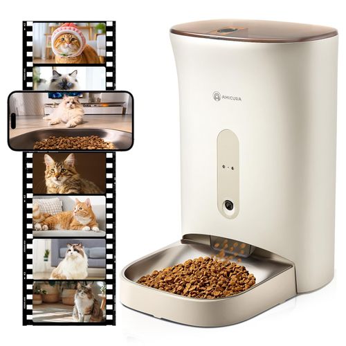 Distributeur Automatique De Nourriture Intelligent 4,5l,Amicura F1 Pro- Double Alimentation & Sécurité Renforcée Avec Caméra